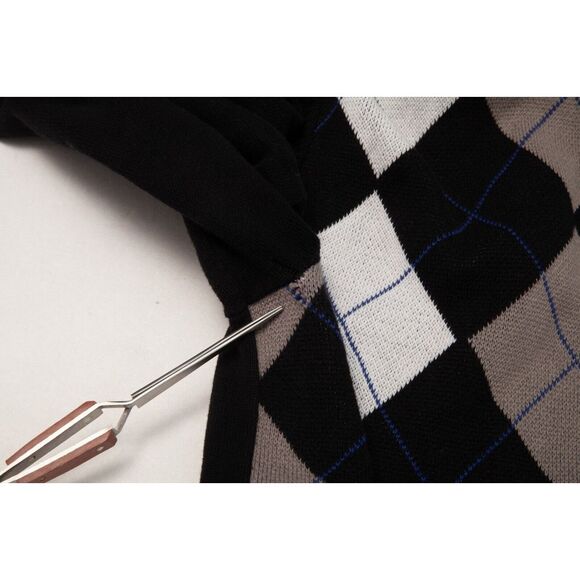 Guess Sweater Men Extra Large Black White Gray Argyle Diamond Full Zip - Picture 9 of 10